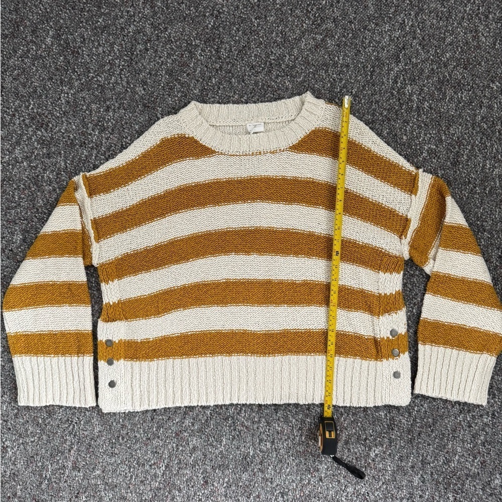 By Together Chunky Cream and Mustard Striped Cotton blend Sweater size large